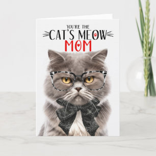 Grey Persian Cat for Mum on Mother's Day Holiday Card