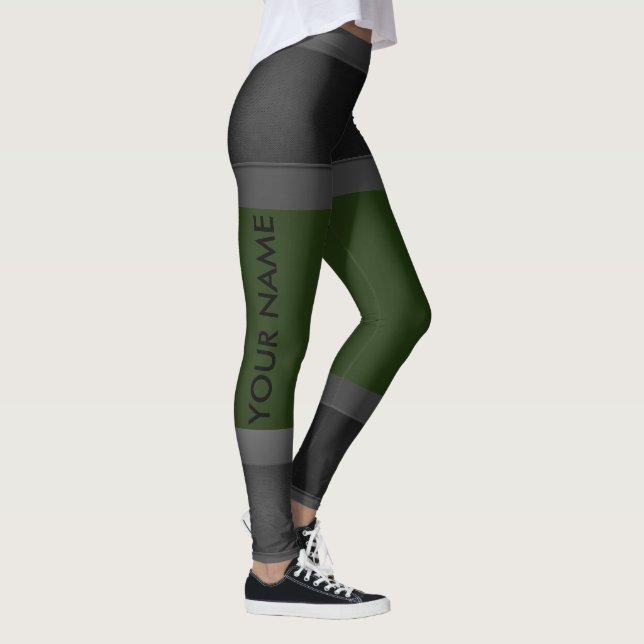 Grey Personalise Leggings Dark Green Custom Colour (Right)