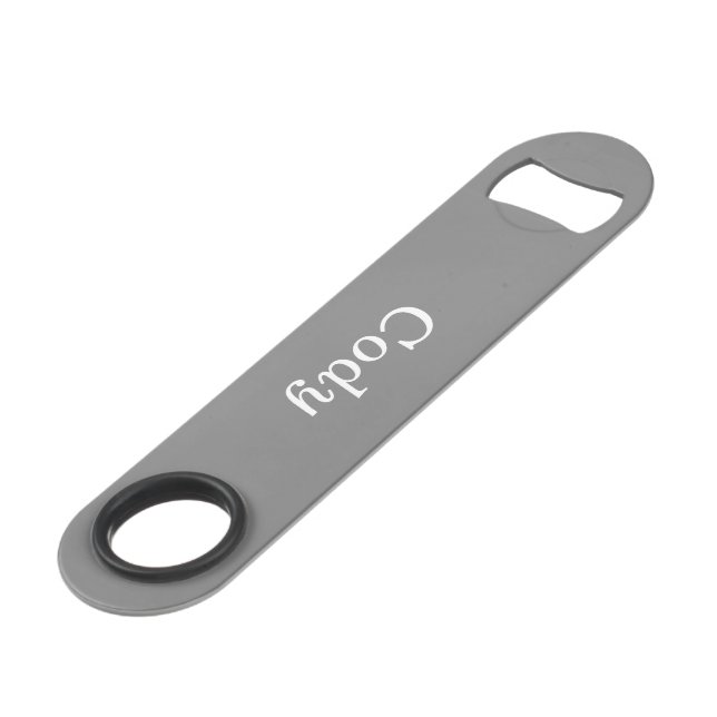 Grey Personalised Bottle Opener (Front Angled)