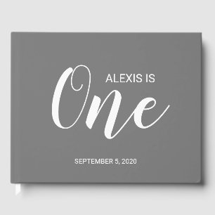 Grey Personalised First Birthday Guestbook