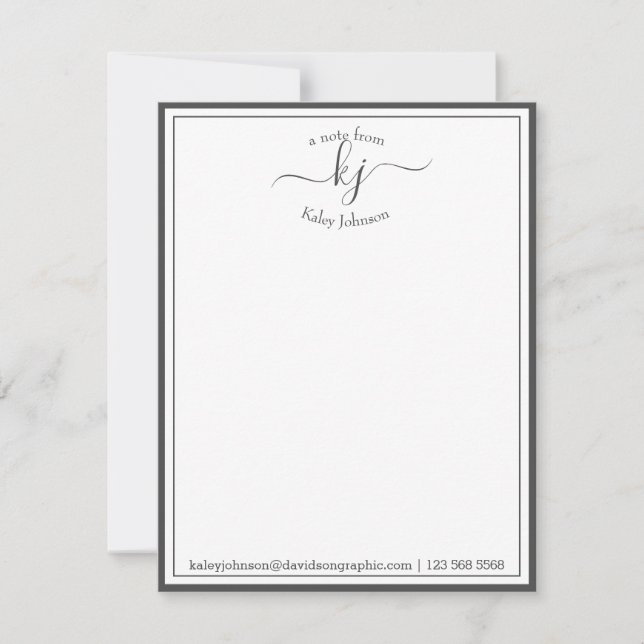Grey Personalised | From The Desk Of Note Card (Front)