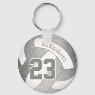 grey personalised girly volleyball key ring