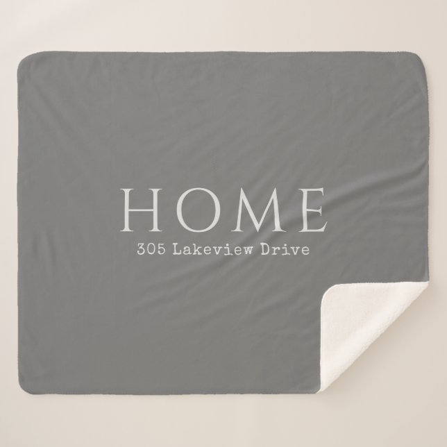 Grey Personalised Home Typography with Address Sherpa Blanket (Front (Horizontal))