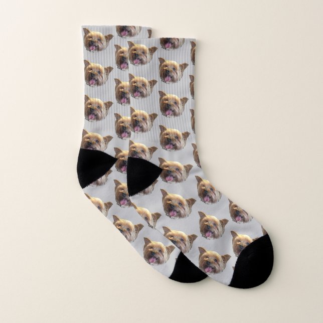 Grey Personalised Pet Photo Christmas Present Socks (Pair)