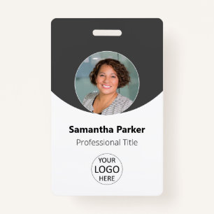 Grey Personalised Photo, Logo, Barcode Employee ID Badge