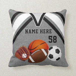 Grey Personalised Sports Throw Pillows Sports Room