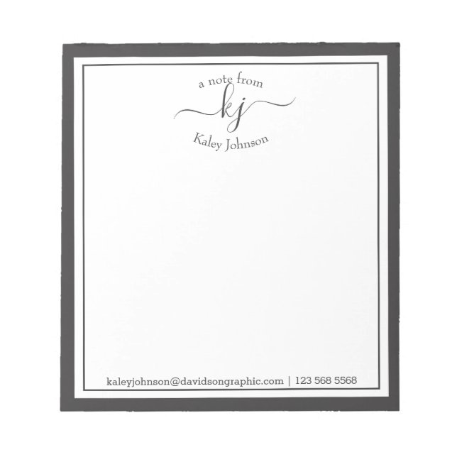 Grey Personalized | From The Desk Of Notepad (Front)