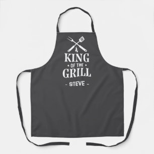 Grey Personalized King of The Grill Apron