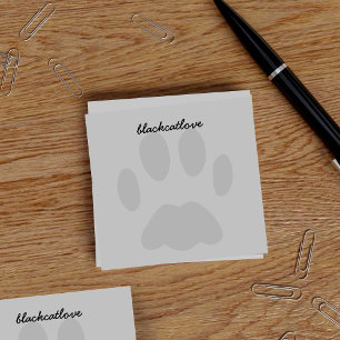 Grey Pet Paw Print Personalised Post it Notes