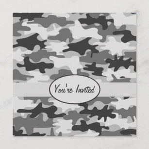Grey Pewter Camo Camouflage Party Event Square Invitation