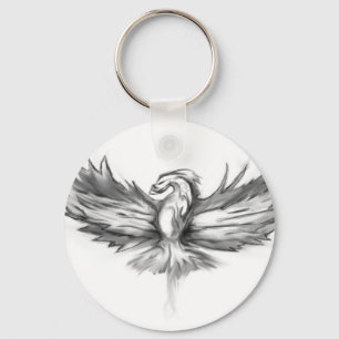 Grey Phoenix Rising Key Ring