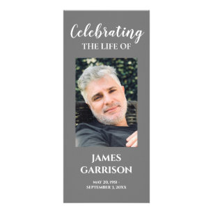 Grey Photo Celebration of Life Memorial Program Rack Card