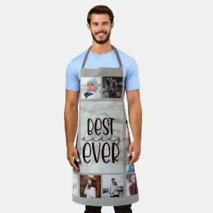 Grey photo collage fathers day dad gift Apron