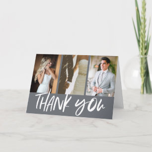 Grey Photo Hand Lettered Wedding Thank You