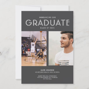 Grey Photo High School Graduation Announcement