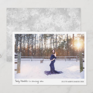 Grey Photo Pregnancy Announcement Card
