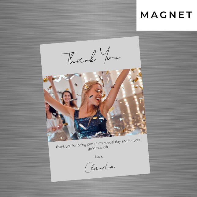Grey photo thank you magnet card (Creator Uploaded)