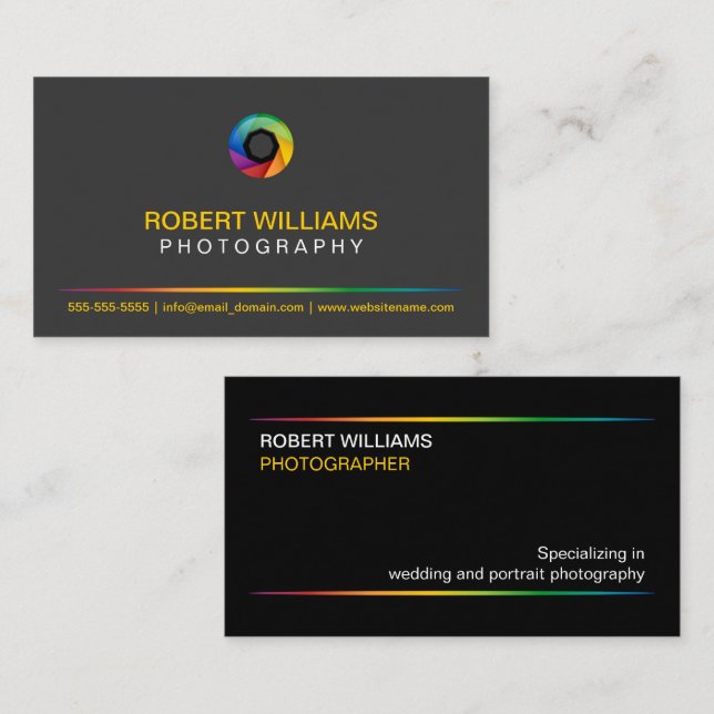 Grey Photographer Business Card (Front/Back)