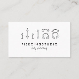 Grey Piercing Tattoo Studio Business Card