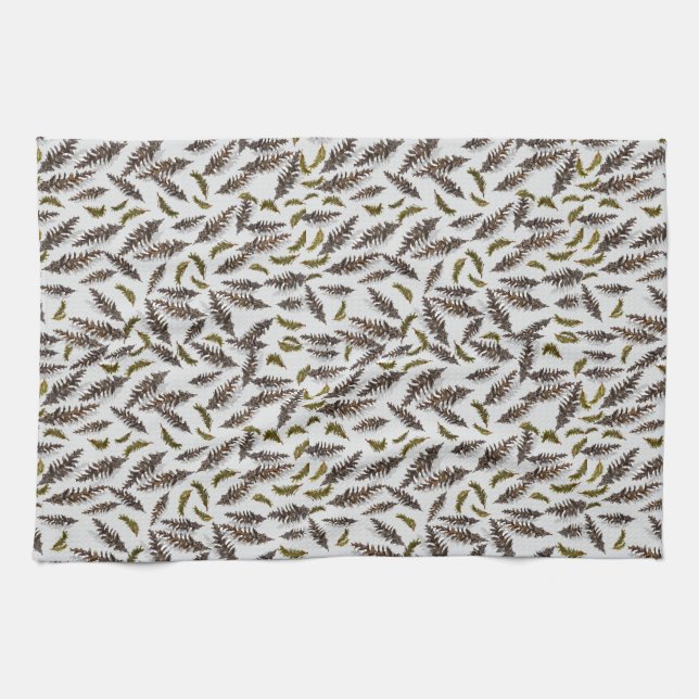 Grey Pinecones Evergreen Kitchen Towel (Horizontal)