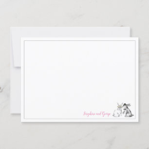 Grey Pink and White Bunny Rabbit  Invitation