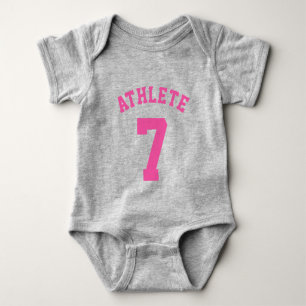Grey & Pink Baby Sports Jersey Design Bodysuit