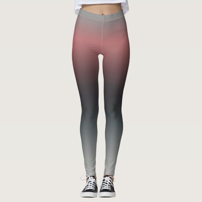 Grey, pink, black gradient, Ombre. Leggings (Front)