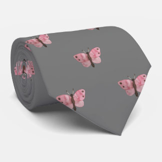 Grey Pink Butterfly Wedding Professional Work  Tie
