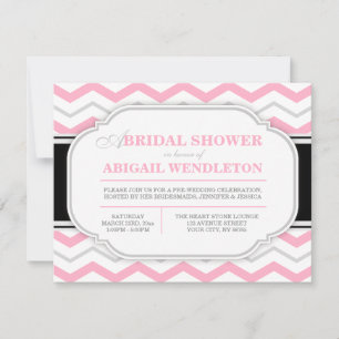 Grey & Pink Chevron Bridal Shower Invitations