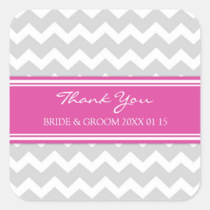 Grey Pink Chevron Thank You Wedding Favour Tags
