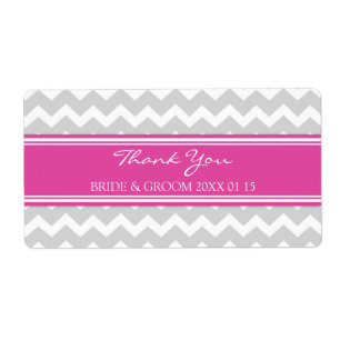 Grey Pink Chevron Wedding Labels