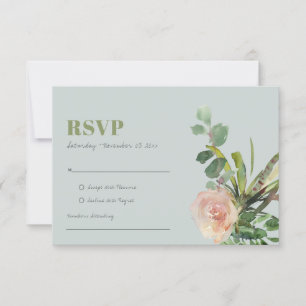 GREY PINK FLORAL CACTI FOLIAGE WATERCOLOR RSVP