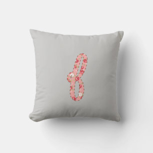 Grey Pink Floral Letter f Cushion