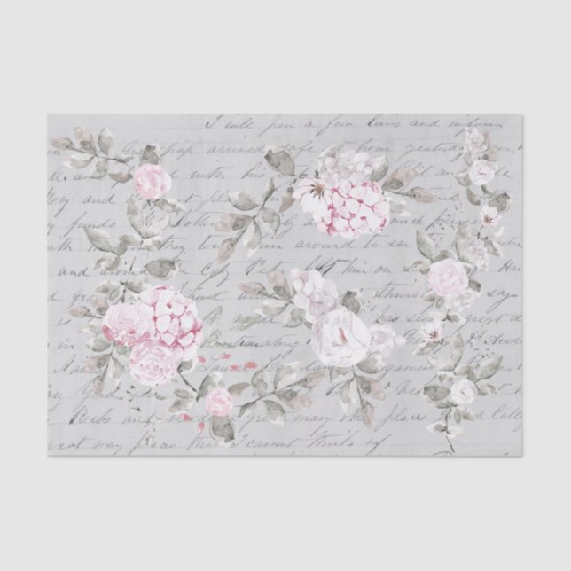 grey pink floral tissue paper (Front)