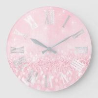 Grey Pink Grey Silver Glitter Metal Roman Numers