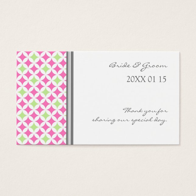 Grey Pink Lime Wedding Favour Tags (Front)