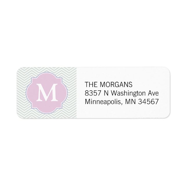 Grey & Pink Modern Chevron Custom Monogram (Front)