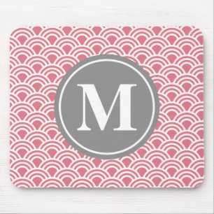 Grey Pink Modern Circle Pattern Mouse Mat