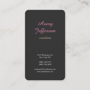 Grey Pink Modern Minimalist Professional Business Card