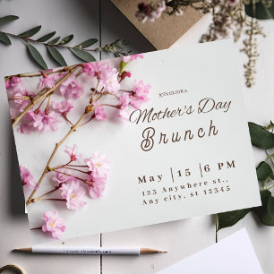 Grey Pink Modern Mother's Day Brunch Invitation