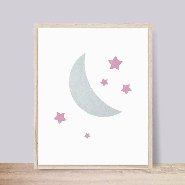 Grey & Pink | Moon and Stars Nursery Poster (Creator Uploaded)