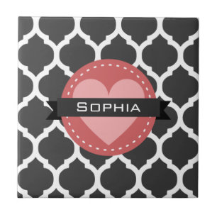 Grey Pink Moroccan Lattice Pattern Tile