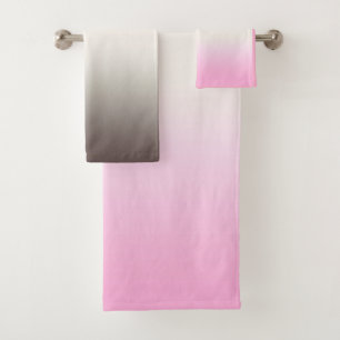 Grey pink Ombre Bath Towel Set