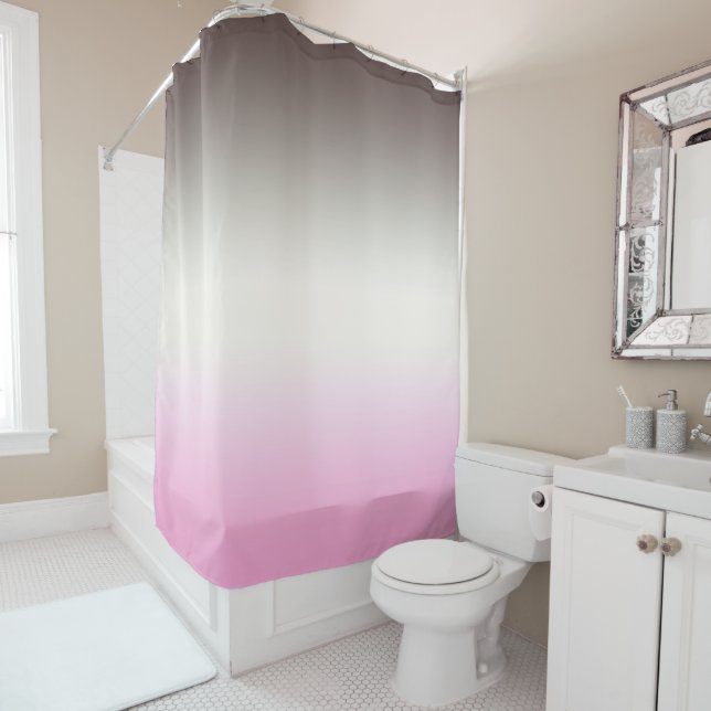 Grey pink Ombre Shower Curtain (In Situ)