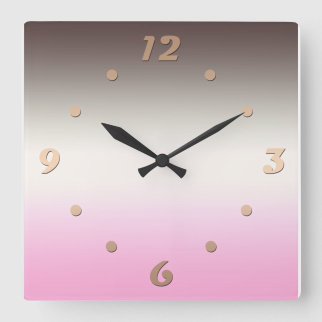 Grey pink Ombre Square Wall Clock (Front)