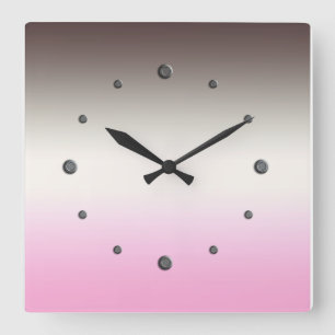 Grey pink Ombre Square Wall Clock