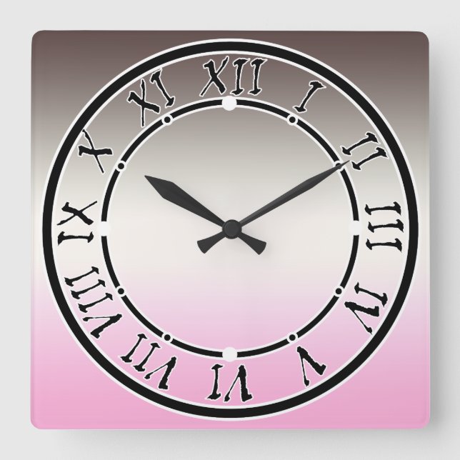 Grey pink Ombre Square Wall Clock (Front)