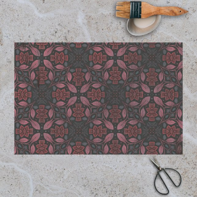 Grey Pink Ornamental Intricate Symmetrical Pattern Tissue Paper (Creator Uploaded)