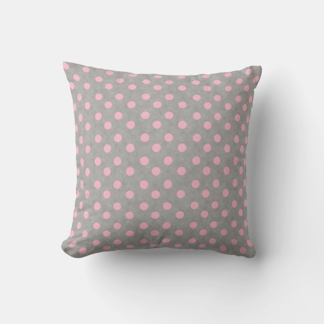 Grey & Pink Polka Dots Pillow (Front)