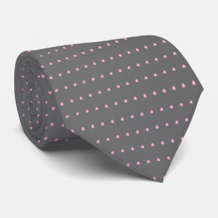 Grey  Pink Polka Dots Tie